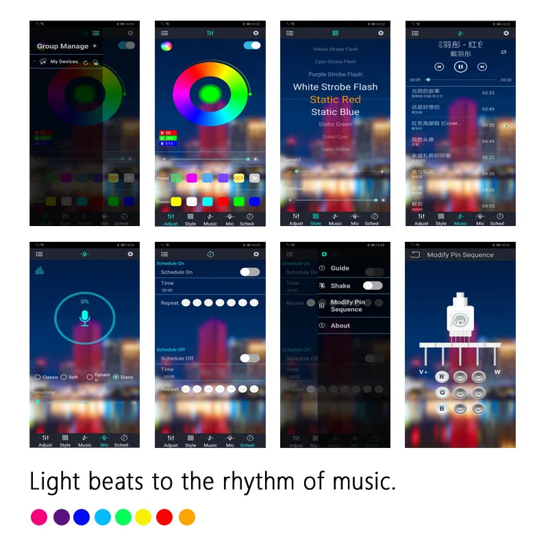 LED Lights Flexible Sync Color 9.8 ft