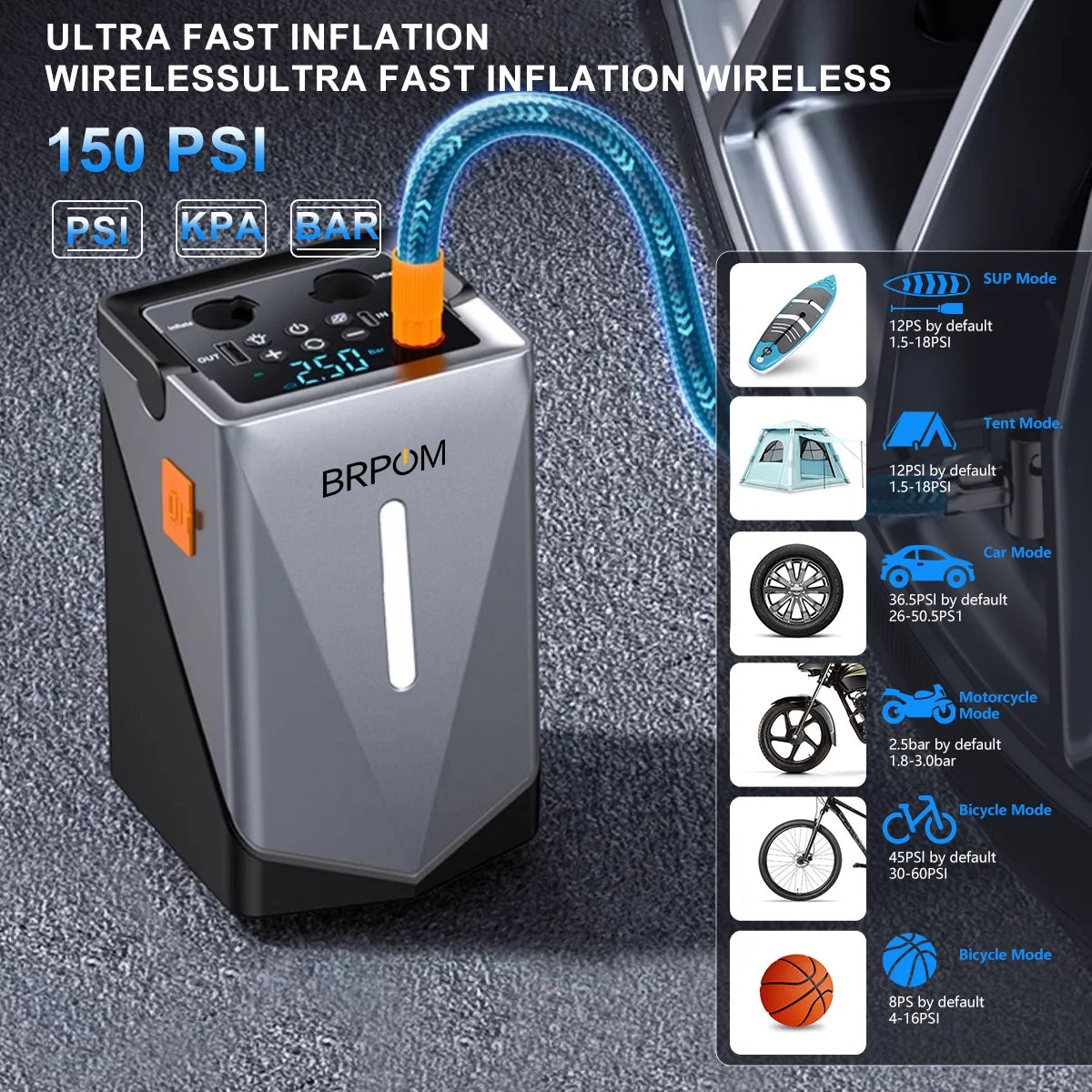 Car Jump Starter Air Compressor Barbecue Blower Air Pump Portable Battery Booster Inflatable Pump Power Bank LED Lighting