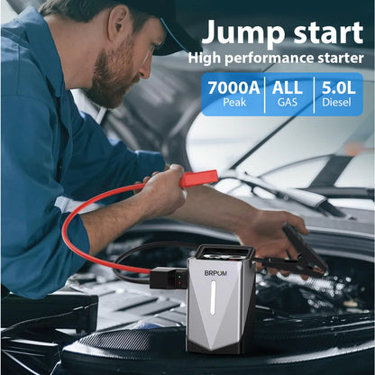 Car Jump Starter Air Compressor Barbecue Blower Air Pump Portable Battery Booster Inflatable Pump Power Bank LED Lighting