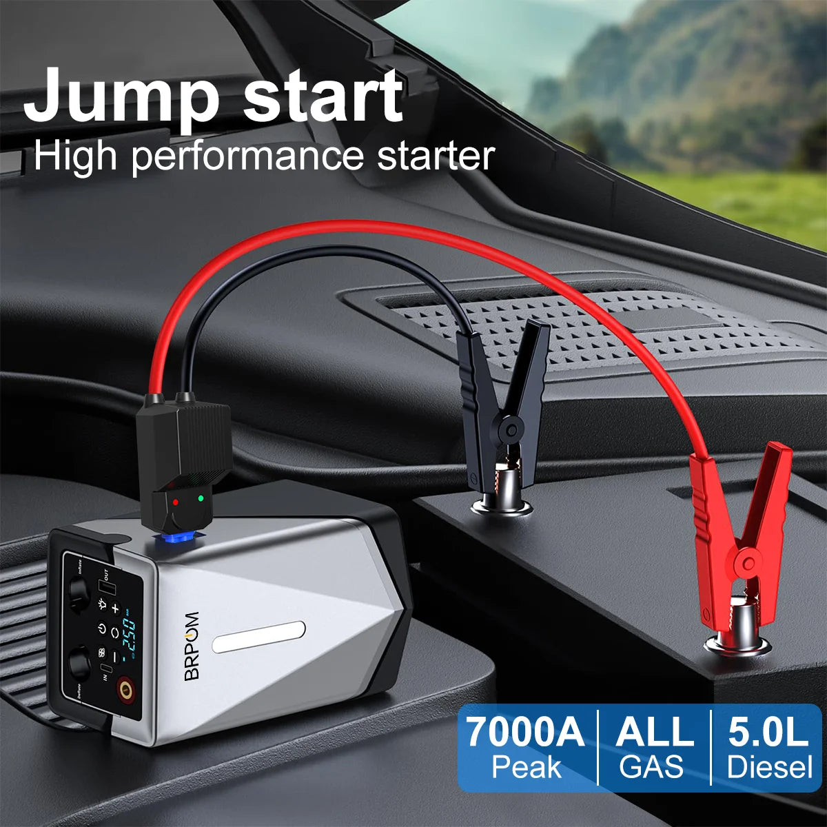 Car Jump Starter Air Compressor Barbecue Blower Air Pump Portable Battery Booster Inflatable Pump Power Bank LED Lighting