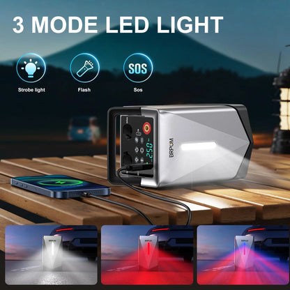 Car Jump Starter Air Compressor Barbecue Blower Air Pump Portable Battery Booster Inflatable Pump Power Bank LED Lighting
