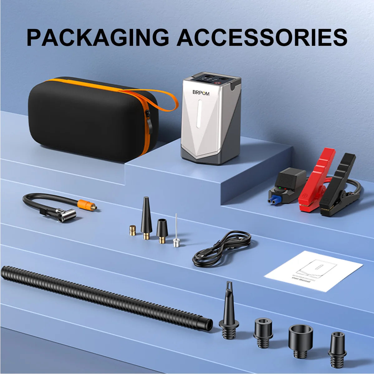 Car Jump Starter Air Compressor Barbecue Blower Air Pump Portable Battery Booster Inflatable Pump Power Bank LED Lighting