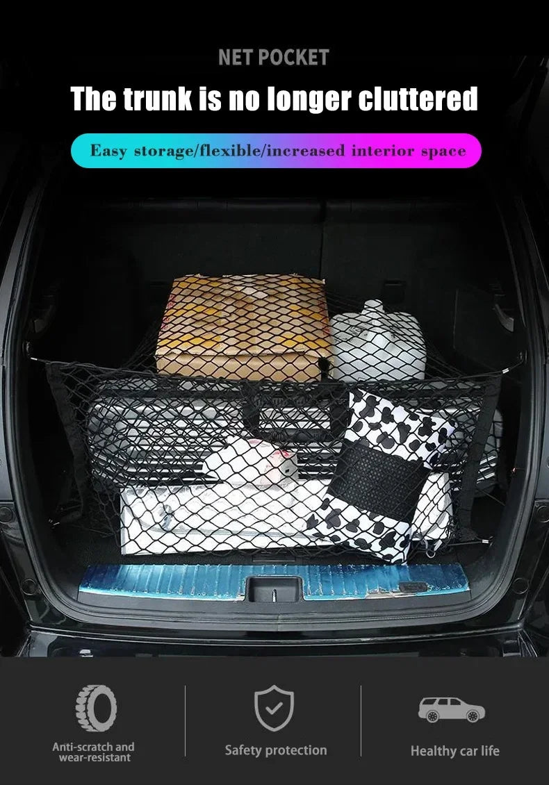 Car Trunk Net For Toyota RAV4 XA50 2019-2024 2020 2021 2022 Boot Luggage Mesh Nylon Bag Storage Rear Back Cargo Car Accessories
