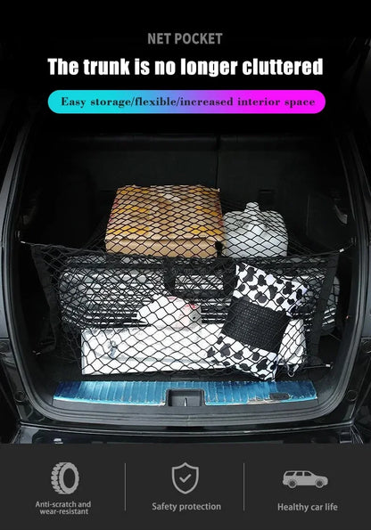 Car Trunk Net For Toyota RAV4 XA50 2019-2024 2020 2021 2022 Boot Luggage Mesh Nylon Bag Storage Rear Back Cargo Car Accessories