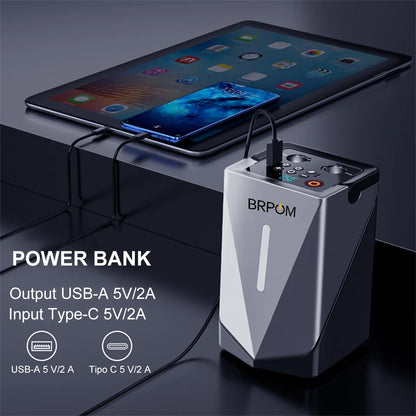 Car Jump Starter Air Compressor Barbecue Blower Air Pump Portable Battery Booster Inflatable Pump Power Bank LED Lighting