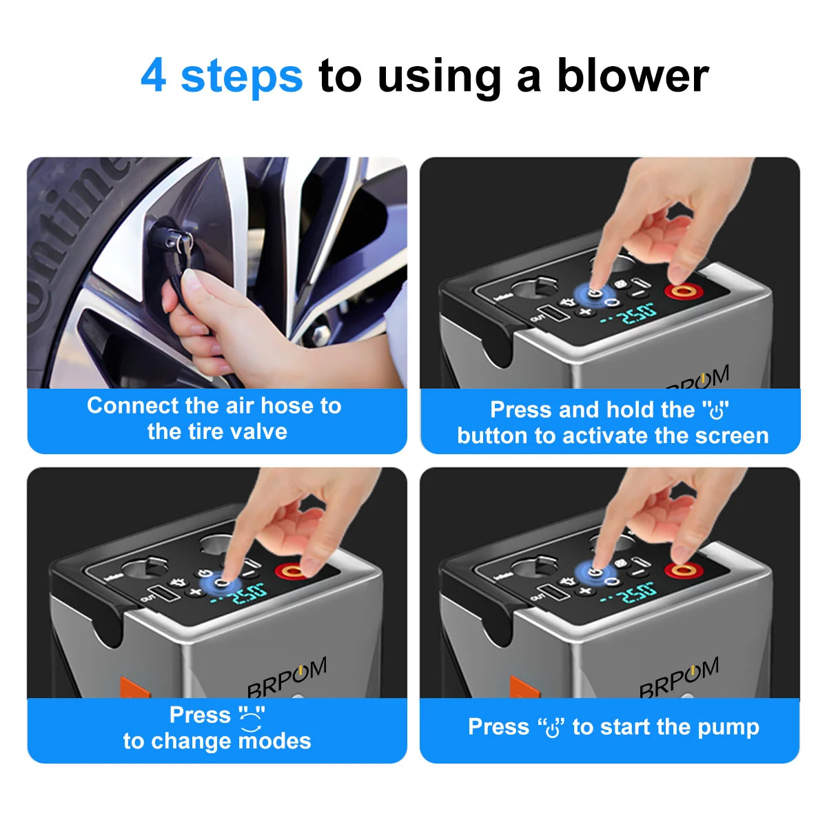 Car Jump Starter Air Compressor Barbecue Blower Air Pump Portable Battery Booster Inflatable Pump Power Bank LED Lighting