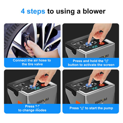 Car Jump Starter Air Compressor Barbecue Blower Air Pump Portable Battery Booster Inflatable Pump Power Bank LED Lighting