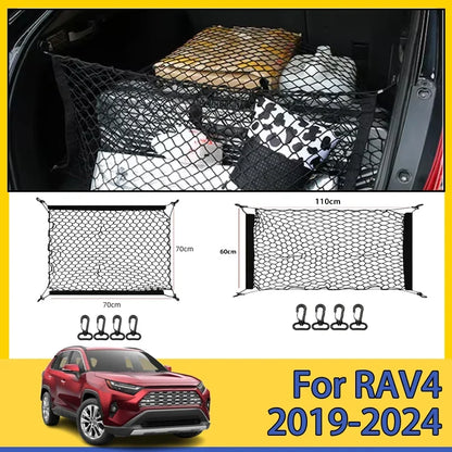 Car Trunk Net For Toyota RAV4 XA50 2019-2024 2020 2021 2022 Boot Luggage Mesh Nylon Bag Storage Rear Back Cargo Car Accessories